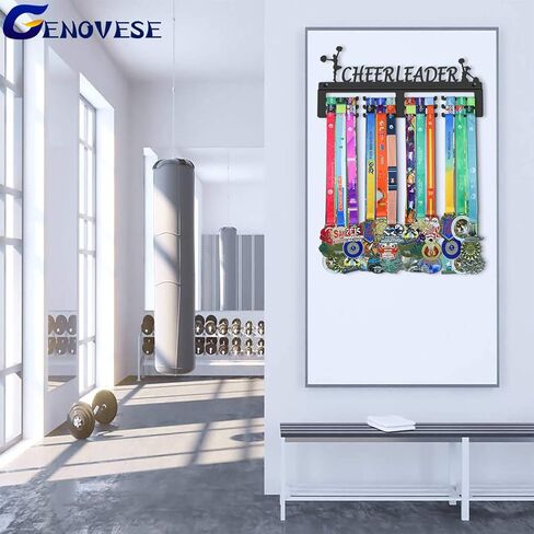 إطار حامل ميدالية Cheerleader، إطار حامل شماعات، معدن فولاذي قوي أسود، مثبت على الحائط أكثر من 50 ميدالية in Kuwait