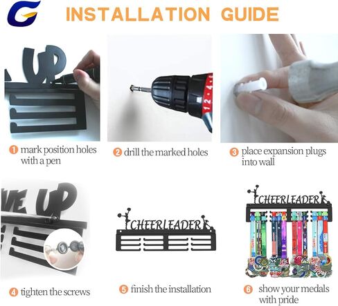 إطار حامل ميدالية Cheerleader، إطار حامل شماعات، معدن فولاذي قوي أسود، مثبت على الحائط أكثر من 50 ميدالية in Kuwait