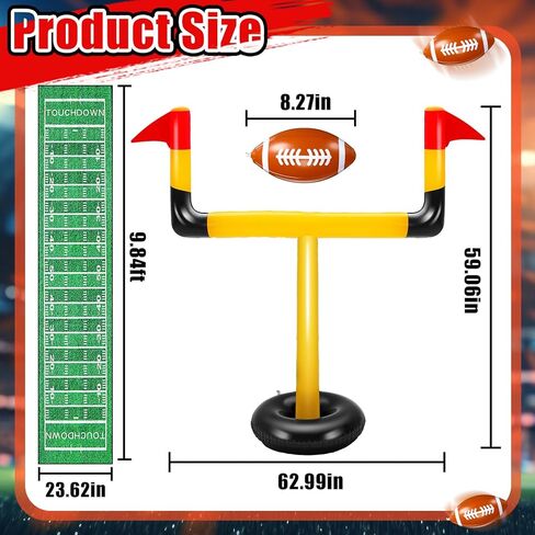 Poen 5 قطع عملاقة قابلة للنفخ ملعب كرة قدم هدف مجموعة تتضمن 2 قطعة 62.99 بوصة قابلة للنفخ للشباب مجال الهدف 2 قطعة كرات قدم 1 قطعة 9.84 بوصة كرة القدم تحت عنوان الممر العدائين كرة القدم لوازم الحفلات in Kuwait