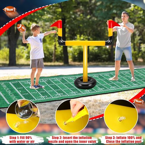 Poen 5 قطع عملاقة قابلة للنفخ ملعب كرة قدم هدف مجموعة تتضمن 2 قطعة 62.99 بوصة قابلة للنفخ للشباب مجال الهدف 2 قطعة كرات قدم 1 قطعة 9.84 بوصة كرة القدم تحت عنوان الممر العدائين كرة القدم لوازم الحفلات in Kuwait