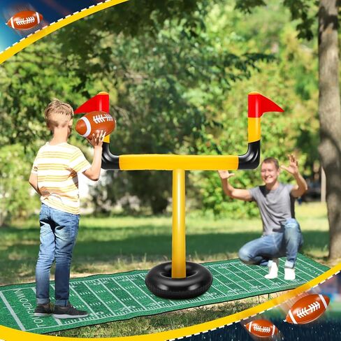 Poen 5 قطع عملاقة قابلة للنفخ ملعب كرة قدم هدف مجموعة تتضمن 2 قطعة 62.99 بوصة قابلة للنفخ للشباب مجال الهدف 2 قطعة كرات قدم 1 قطعة 9.84 بوصة كرة القدم تحت عنوان الممر العدائين كرة القدم لوازم الحفلات in Kuwait