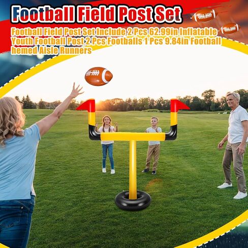 Poen 5 قطع عملاقة قابلة للنفخ ملعب كرة قدم هدف مجموعة تتضمن 2 قطعة 62.99 بوصة قابلة للنفخ للشباب مجال الهدف 2 قطعة كرات قدم 1 قطعة 9.84 بوصة كرة القدم تحت عنوان الممر العدائين كرة القدم لوازم الحفلات in Kuwait