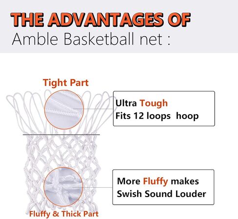 Amble Basketball Net Replacement - Heavy Duty Net in All Weather for Indoor and Outdoor - Fits 12 Loops Rim in Saudi Arabia