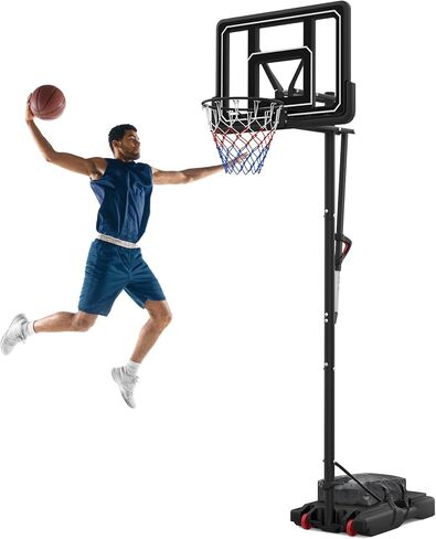 طوق كرة السلة المحمول في الهواء الطلق، نظام هدف كرة السلة للقبضة والسحب خارج المنزل بارتفاع 4.4-10أقدام قابل للتعديل للأطفال/الكبار، طوق كرة السلة في الداخل مع حقيبة رمل، لوحة خلفية 44 بوصة وعجلتين in Kuwait