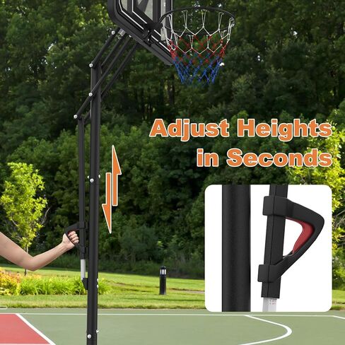 طوق كرة السلة المحمول في الهواء الطلق، نظام هدف كرة السلة للقبضة والسحب خارج المنزل بارتفاع 4.4-10أقدام قابل للتعديل للأطفال/الكبار، طوق كرة السلة في الداخل مع حقيبة رمل، لوحة خلفية 44 بوصة وعجلتين in Kuwait