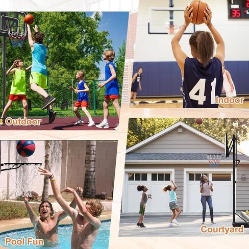 طوق كرة السلة المحمول في الهواء الطلق، نظام هدف كرة السلة للقبضة والسحب خارج المنزل بارتفاع 4.4-10أقدام قابل للتعديل للأطفال/الكبار، طوق كرة السلة في الداخل مع حقيبة رمل، لوحة خلفية 44 بوصة وعجلتين in Kuwait