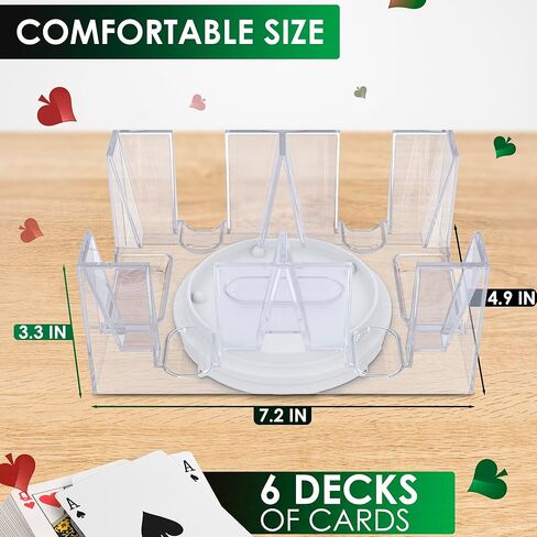 حامل بطاقات دوار ذو سطح مزدوج - حامل بطاقات لعب البوكر 360 درجة حامل بطاقات كاناستا ملحقات الكازينو حامل بطاقات لعب أكريليك للعب ألعاب الورق - حامل بطاقات بوكر شفاف in Kuwait