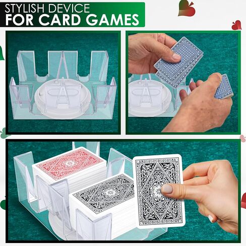 حامل بطاقات دوار ذو سطح مزدوج - حامل بطاقات لعب البوكر 360 درجة حامل بطاقات كاناستا ملحقات الكازينو حامل بطاقات لعب أكريليك للعب ألعاب الورق - حامل بطاقات بوكر شفاف in Kuwait