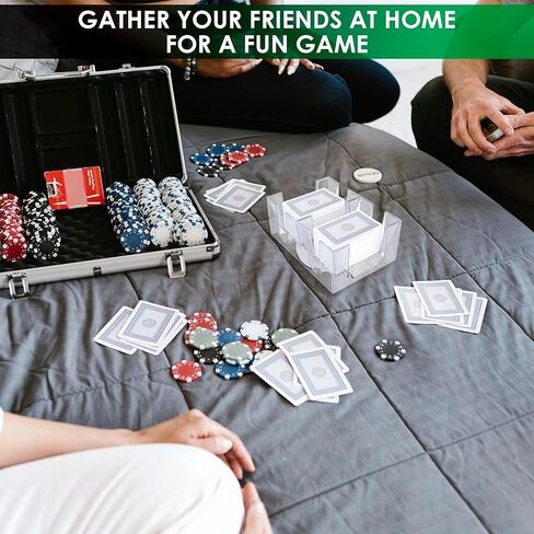حامل بطاقات دوار ذو سطح مزدوج - حامل بطاقات لعب البوكر 360 درجة حامل بطاقات كاناستا ملحقات الكازينو حامل بطاقات لعب أكريليك للعب ألعاب الورق - حامل بطاقات بوكر شفاف in Kuwait