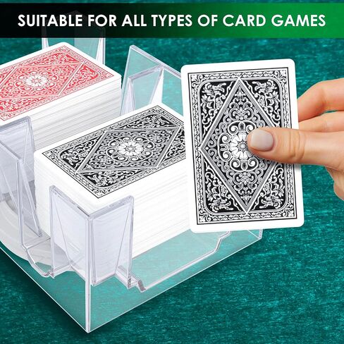 حامل بطاقات دوار ذو سطح مزدوج - حامل بطاقات لعب البوكر 360 درجة حامل بطاقات كاناستا ملحقات الكازينو حامل بطاقات لعب أكريليك للعب ألعاب الورق - حامل بطاقات بوكر شفاف in Kuwait