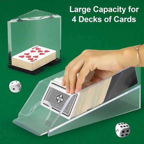 Akamino 4 Deck Blackjack Shoe and Discard Tray, Clear Acrylic Card Dispenser Blackjack Dealing Shoe Card Dispenser for Playing Cards,Standard Size Poker Deck,Family Game Night in Saudi Arabia