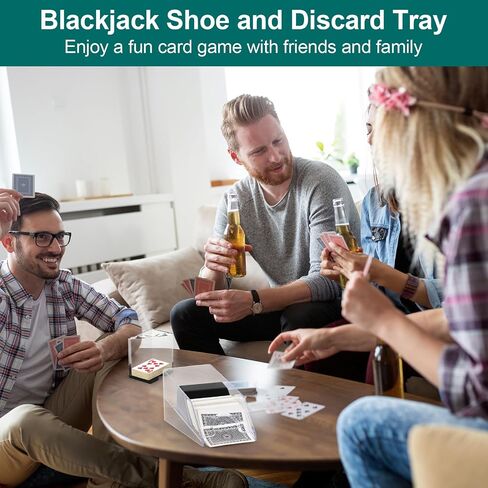 Akamino 4 Deck Blackjack Shoe and Discard Tray, Clear Acrylic Card Dispenser Blackjack Dealing Shoe Card Dispenser for Playing Cards,Standard Size Poker Deck,Family Game Night in Saudi Arabia