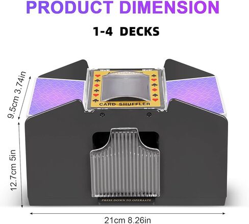 FEIERYA Automatic Card Shuffler 4 Deck,Battery-Operated Electric UNO Poker Shuffler,Playing Card Shuffler for Home Card Game,Travel in Saudi Arabia