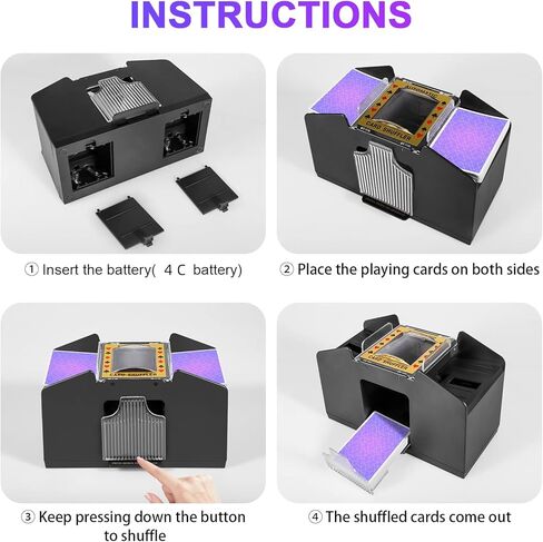 FEIERYA Automatic Card Shuffler 4 Deck,Battery-Operated Electric UNO Poker Shuffler,Playing Card Shuffler for Home Card Game,Travel in Saudi Arabia