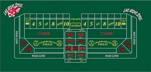Premium Felt 6ft x 3ft Craps Layout, Featuring Genuine Binion's Downtown Las Vegas Gambling Hall Casino Craps Dice Yellow in Saudi Arabia