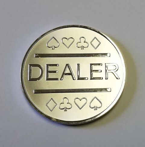 Silver Plated Metal Dealer Button for Poker Games Such as Texas Hold'em in Saudi Arabia