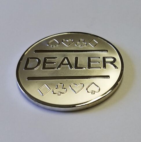 Silver Plated Metal Dealer Button for Poker Games Such as Texas Hold'em in Saudi Arabia
