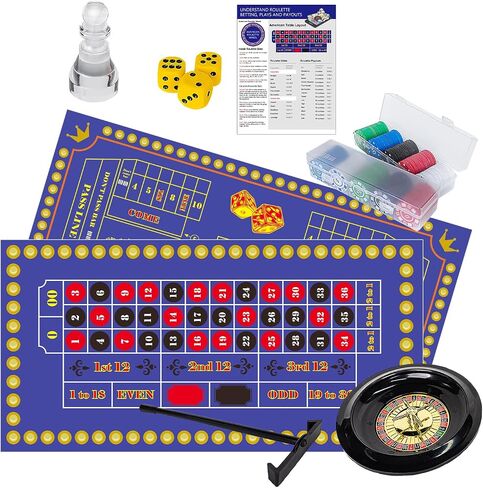 Extguds Roulette Wheel and Craps Set with Double Sided Felt, 10 Inch Roulette, Chip Rake, 200 Chips, Roulette Marker, 3 Dices,Perfect for Game Night Party in Saudi Arabia