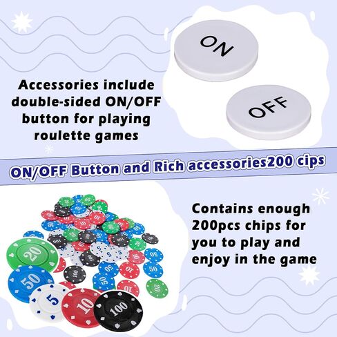 Extguds Roulette Wheel and Craps Set with Double Sided Felt, 10 Inch Roulette, Chip Rake, 200 Chips, Roulette Marker, 3 Dices,Perfect for Game Night Party in Saudi Arabia