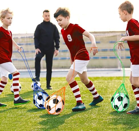 شبكة تدريب ركل كرة القدم HTZNHXT 4 قطع، مدرب رمي كرة القدم للأطفال والكبار، معدات تدريب كرة القدم تساعد على اللعب في كرة القدم لأحجام الكرة 3، 4، 5 in Kuwait