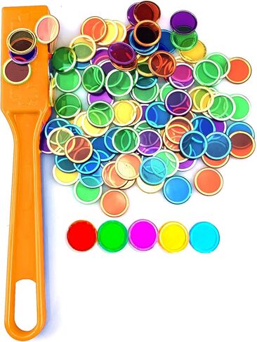 Magnetic Wands and Bingo Chips Set Magnet Wand 100 Multicolour Metal Ringed Discs Science STEM Kit Learning Accessories Family Game Night Tokens in Saudi Arabia