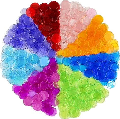 Hebayy 250 Transparent 8 Color Clear Bingo Counting Chip Plastic Markers (Each Measures 3/4 inch in Diameter) in Saudi Arabia