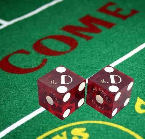 زوج نرد كرابس أصلي من The D Las Vegas Casino مقاس 19 مم (أحمر مصقول) in Saudi Arabia