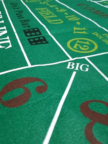 Premium Felt 6ft x 3ft Craps Layout, Featuring Genuine Four Queens Downtown Las Vegas Casino Craps Dice Yellow Frosted in Saudi Arabia