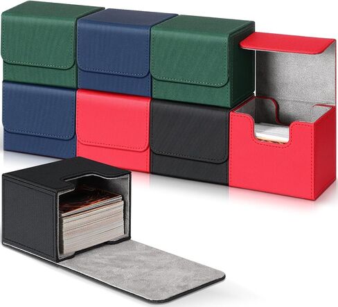 8 Pack Leather Deck Card Boxes Magnetic Deck Game Box Fit for 100+ Single Sleeved Playing Card Deck Case Horizontal Card Storage Box for Trading Card Compatible with MTG TCG in Saudi Arabia