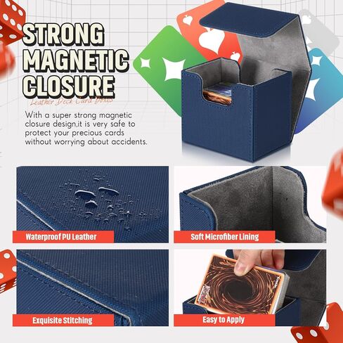 8 Pack Leather Deck Card Boxes Magnetic Deck Game Box Fit for 100+ Single Sleeved Playing Card Deck Case Horizontal Card Storage Box for Trading Card Compatible with MTG TCG in Saudi Arabia