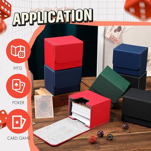 8 Pack Leather Deck Card Boxes Magnetic Deck Game Box Fit for 100+ Single Sleeved Playing Card Deck Case Horizontal Card Storage Box for Trading Card Compatible with MTG TCG in Saudi Arabia