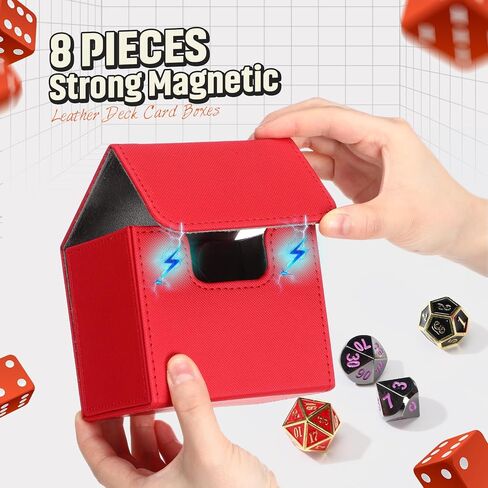 8 Pack Leather Deck Card Boxes Magnetic Deck Game Box Fit for 100+ Single Sleeved Playing Card Deck Case Horizontal Card Storage Box for Trading Card Compatible with MTG TCG in Saudi Arabia