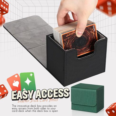 8 Pack Leather Deck Card Boxes Magnetic Deck Game Box Fit for 100+ Single Sleeved Playing Card Deck Case Horizontal Card Storage Box for Trading Card Compatible with MTG TCG in Saudi Arabia