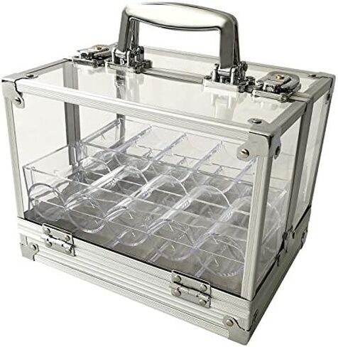 Yuanhe 600 Chip Clear Acrylic Poker Chip Locking Carrier-Includes 6 Chip Racks in Saudi Arabia