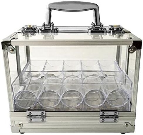Yuanhe 600 Chip Clear Acrylic Poker Chip Locking Carrier-Includes 6 Chip Racks in Saudi Arabia