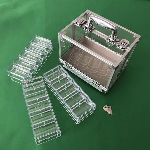 Yuanhe 600 Chip Clear Acrylic Poker Chip Locking Carrier-Includes 6 Chip Racks in Saudi Arabia