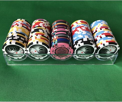 Yuanhe 600 Chip Clear Acrylic Poker Chip Locking Carrier-Includes 6 Chip Racks in Saudi Arabia