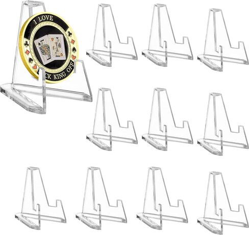 Acrylic Coin Display Stands, Challenge Coins Holders, Mini Easel Holders, Display Stand for Sports Cards, Casino Chips, Poker Guards, Greeting Cards, Challenge Medallions, AA Coins 1.4 Inch, 10 Packs in Saudi Arabia
