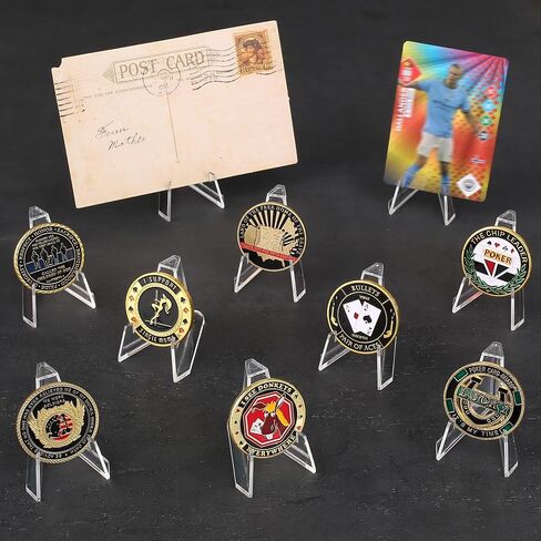 Acrylic Coin Display Stands, Challenge Coins Holders, Mini Easel Holders, Display Stand for Sports Cards, Casino Chips, Poker Guards, Greeting Cards, Challenge Medallions, AA Coins 1.4 Inch, 10 Packs in Saudi Arabia