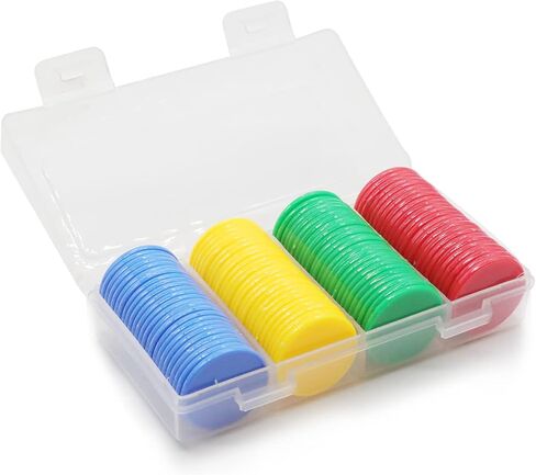 Set of 100 1 Inch Opaque Plastic Learning Counters Mini Poker Chips Game Tokens with Storage Box (1 Inch, Black) in Saudi Arabia