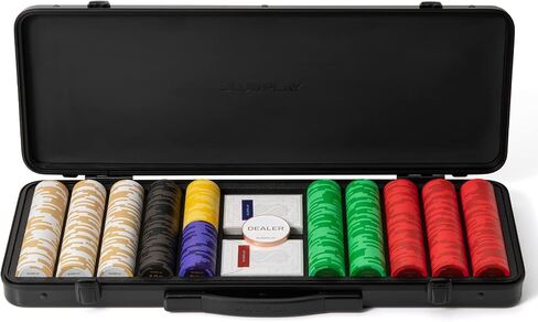 SLOWPLAY Godel 14g Clay Poker Chips Set for Texas Hold’em, 300 PCS [Blank Chips] Features a High-end Chip case with Extra Durable German Polycarbonate Shell, Ideal Gifts for Poker Players in Saudi Arabia