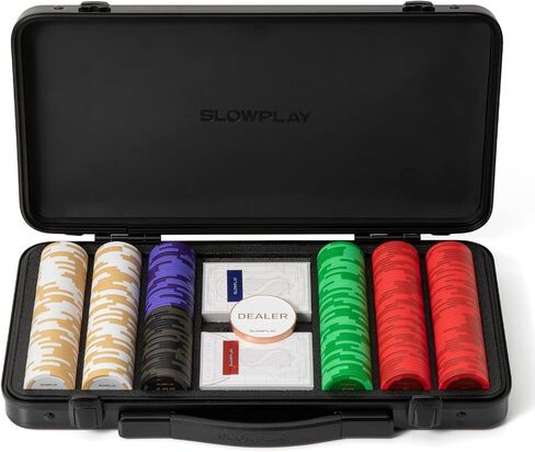 SLOWPLAY Godel 14g Clay Poker Chips Set for Texas Hold’em, 300 PCS [Blank Chips] Features a High-end Chip case with Extra Durable German Polycarbonate Shell, Ideal Gifts for Poker Players in Saudi Arabia