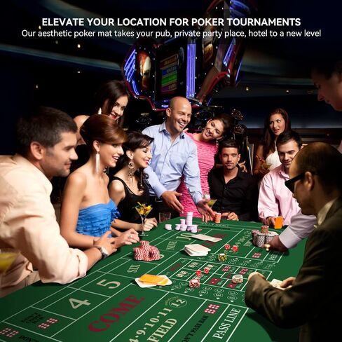 70" x 35" Poker Mat for Table with Carrying Bag, Professional Casino Blackjack Tabletop Layout Poker Table Mat, Non-Slip Rubber Poker Table Top Cover for Parties, Home Entertainment, Poker Game Night in Saudi Arabia