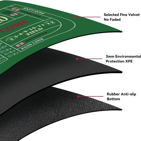 70" x 35" Poker Mat for Table with Carrying Bag, Professional Casino Blackjack Tabletop Layout Poker Table Mat, Non-Slip Rubber Poker Table Top Cover for Parties, Home Entertainment, Poker Game Night in Saudi Arabia