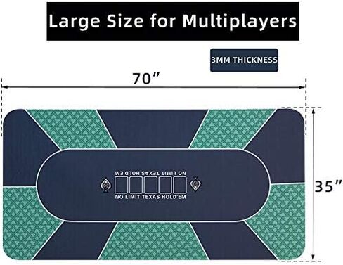 FURUISEN 70 × 35 بوصة سجادة بوكر تكساس هولدم للطاولة، سطح طاولة بوكر محمول مع سطح ممتاز ناعم، تقليل الضوضاء، وحقيبة حمل لألعاب البوكر الاحترافية وألعاب الكازينو in Kuwait