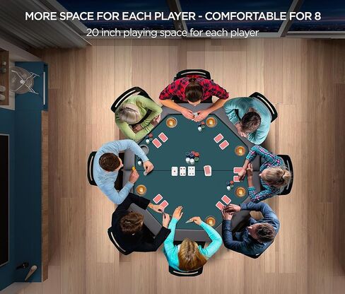 Poker Table 8 Player Portable Poker Table Foldable Poker Table with Casino Grade Felt Cushioned Armrest and 8 Cup Holder for Playing Texas Holdem Blackjack Gambling Card Game 48" Folding Octagon Table in Kuwait