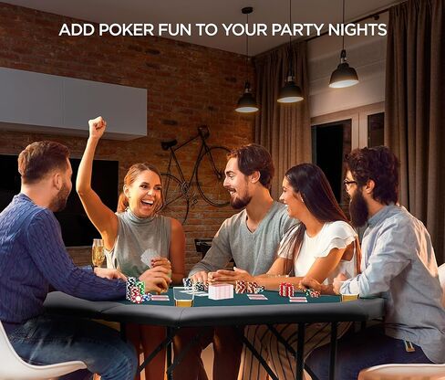 Poker Table 8 Player Portable Poker Table Foldable Poker Table with Casino Grade Felt Cushioned Armrest and 8 Cup Holder for Playing Texas Holdem Blackjack Gambling Card Game 48" Folding Octagon Table in Kuwait