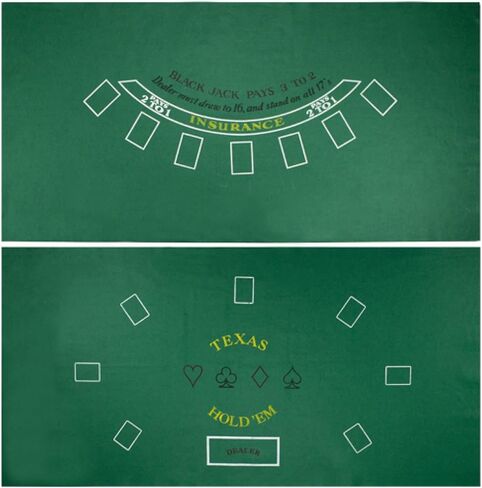 Brybelly Casino Night 2-in-1 Blackjack and Texas Hold'em Table Felt Only- Green Felt Double Sided Casino Tabletop Gaming Mat- 72" x 36" - Perfect for Casino Game Night in Saudi Arabia