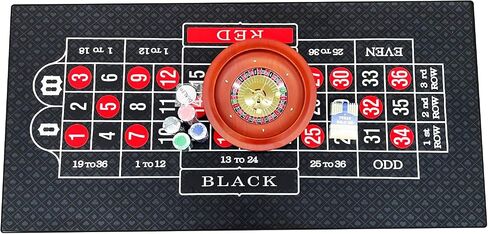 11 inch Solid Roulette Wheel Set for Adults, with 47.2 x 22.8 Inch Double Sided Table Layout Felt Mat, 100 ABS Chips, and Dealer Button Playing Cards Casino Game Sets in Saudi Arabia