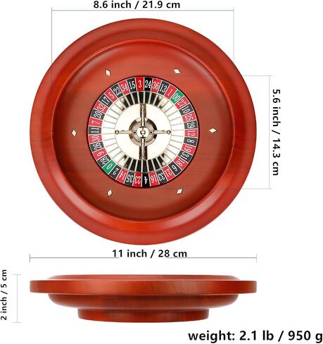 11 inch Solid Roulette Wheel Set for Adults, with 47.2 x 22.8 Inch Double Sided Table Layout Felt Mat, 100 ABS Chips, and Dealer Button Playing Cards Casino Game Sets in Saudi Arabia